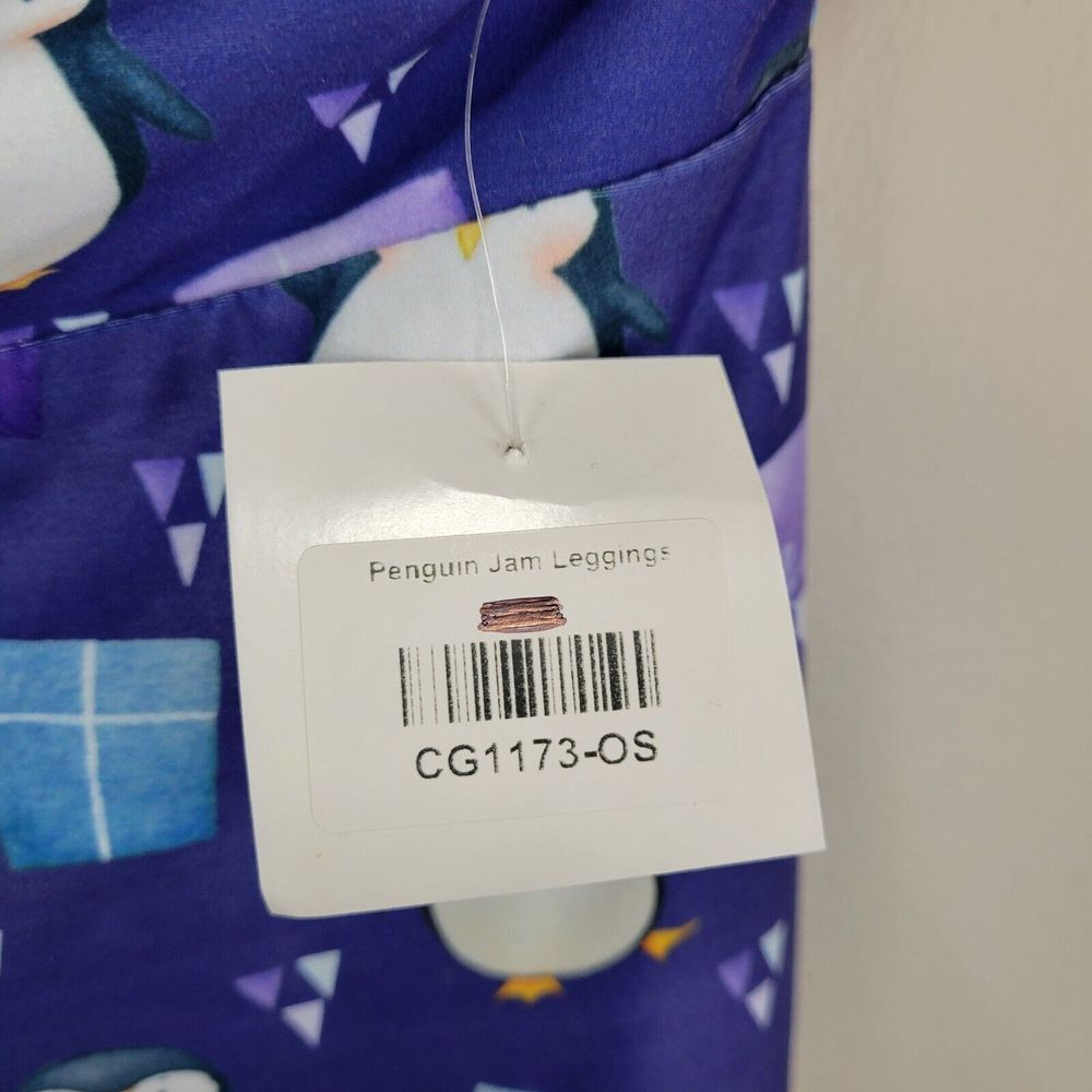 Purple Penguin Jam Polyester Spandex Ankle Leggings One Size Fits All - Picture 8 of 8